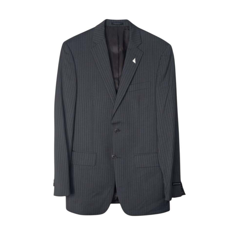 John Varvatos Gray Pinstripe Wool 2-Button Suit Blazer Jacket